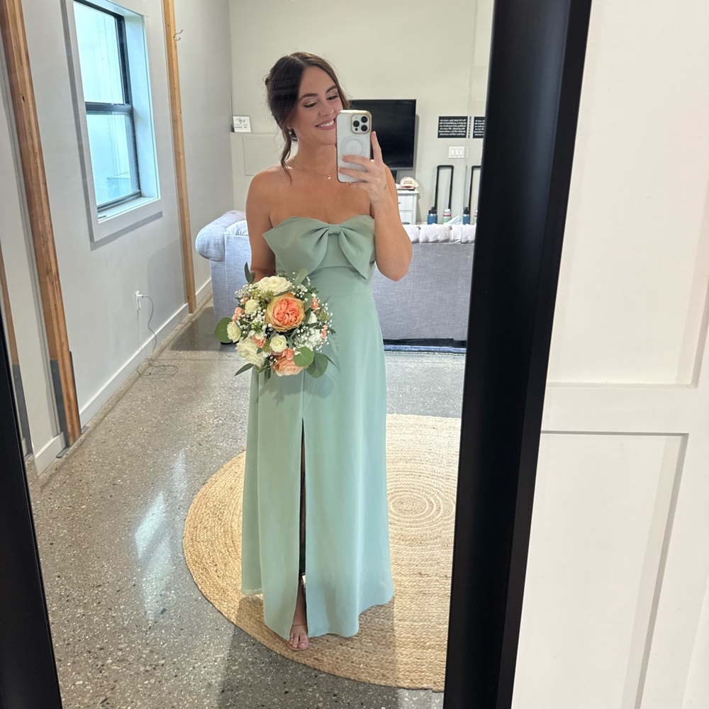 Revelry Strapless Mint Dress with Bow